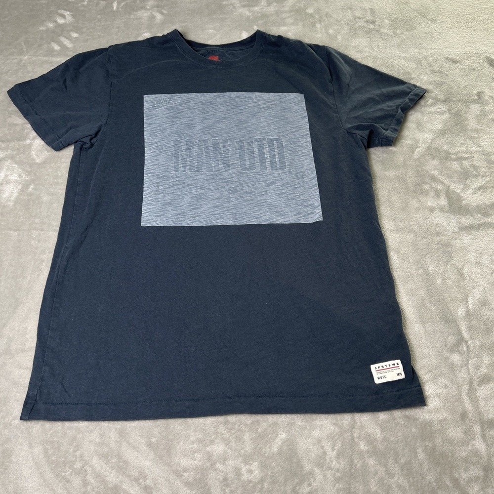 Nike MAN UTD T-Shirt Men's L Black Gray Graphic Tee Soccer